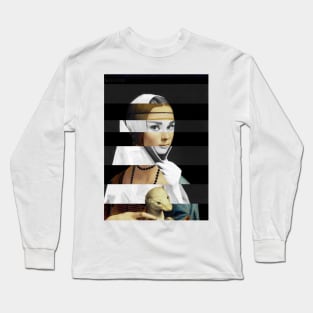 Lady with a Ermine by Leonardo da Vinci and Audrey Hepburn Long Sleeve T-Shirt